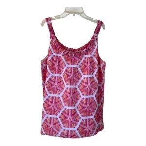 Lilly Pulitzer Pink and White Geometric Tank Top
